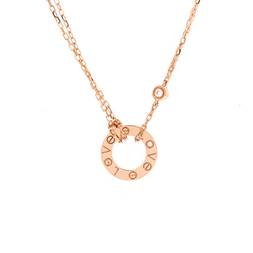 Cartier 2 Diamonds Love Pendant Necklace 18K Rose Gold and Diamonds