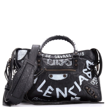 Balenciaga City Graffiti Classic Studs Bag Leather Small