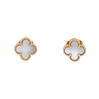 Van Cleef & Arpels Sweet Alhambra Stud Earrings 18K Yellow Gold and Mother of Pearl