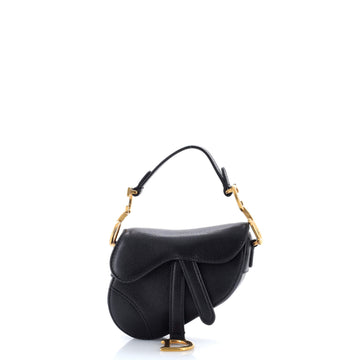 Christian Dior Saddle Handbag Leather Micro