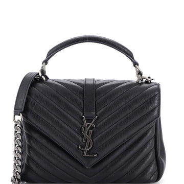 Saint Laurent Classic Monogram College Bag Matelasse Chevron Leather Medium