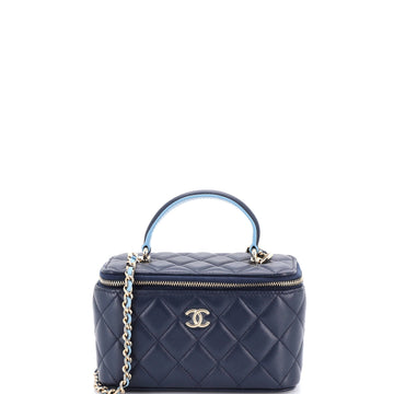 Chanel Classic Top Handle Vanity Case with Chain Quilted Lambskin Small