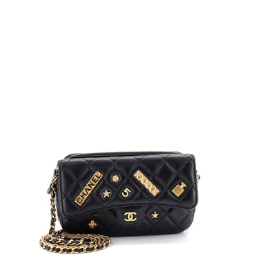 Chanel Lucky Charms Classic Flap Phone Holder with Chain Quilted Lambskin