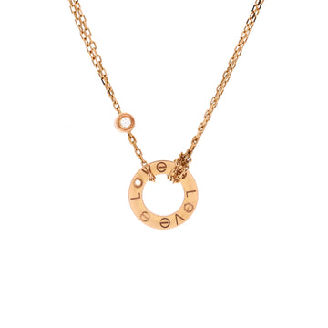 Cartier 2 Diamonds Love Pendant Necklace 18K Yellow Gold and Diamonds