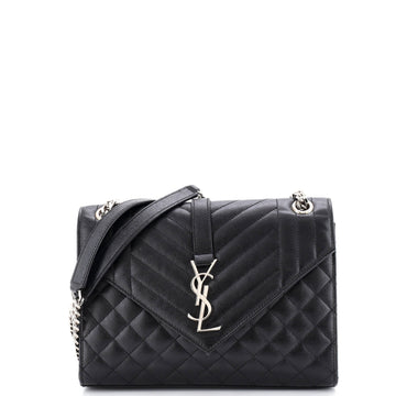 Saint Laurent Classic Monogram Envelope Satchel Mixed Matelasse Leather Medium