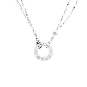 Cartier 2 Diamonds Love Pendant Necklace 18K White Gold with Diamonds
