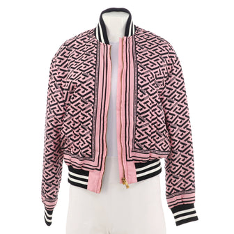 Versace Women's La Greca Bomber Jacket Printed Silk