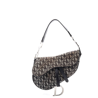 Christian Dior Vintage Saddle Bag Diorissimo Canvas Medium