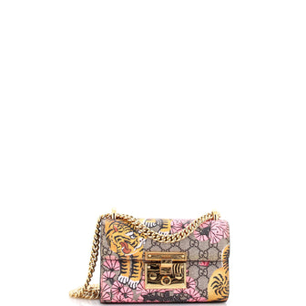Padlock Shoulder Bag Bengal Print GG Coated Canvas Small