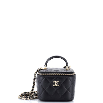 Chanel Classic Top Handle Vanity Case with Chain Quilted Lambskin Mini