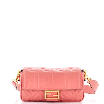Fendi Baguette NM Bag Zucca Embossed Leather Medium