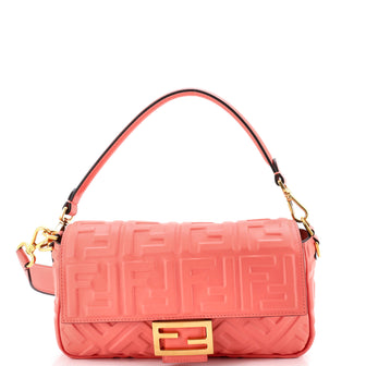 Fendi Baguette NM Bag Zucca Embossed Leather Medium