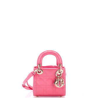 Christian Dior Lady Dior Bag Cannage Quilt Patent Micro