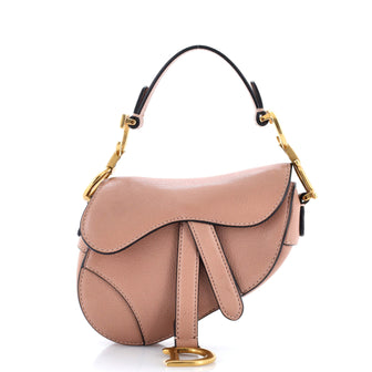 Christian Dior Saddle Handbag Leather Micro