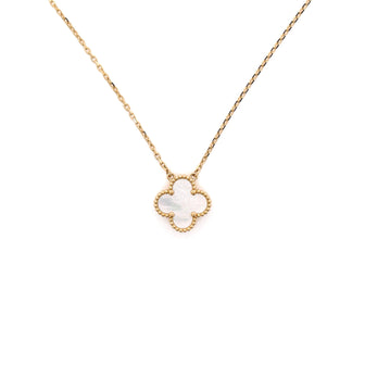 Van Cleef & Arpels Vintage Alhambra Pendant Necklace 18K Yellow Gold and Mother of Pearl