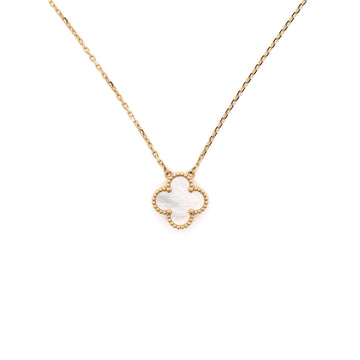 Van Cleef & Arpels Vintage Alhambra Pendant Necklace 18K Yellow Gold and Mother of Pearl