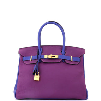 Hermes Birkin Handbag Bicolor Togo with Brushed Gold Hardware 30