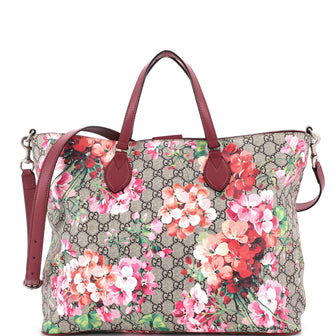 Gucci Convertible Soft Tote Blooms Print GG Coated Canvas Medium