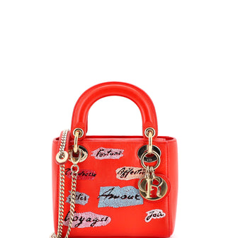 Christian Dior Lady Dior Chain Bag Beaded Leather Mini
