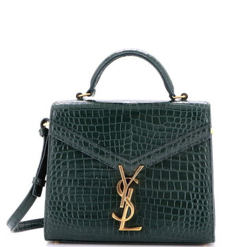 Saint Laurent Cassandra Top Handle Bag Crocodile Embossed Leather Mini