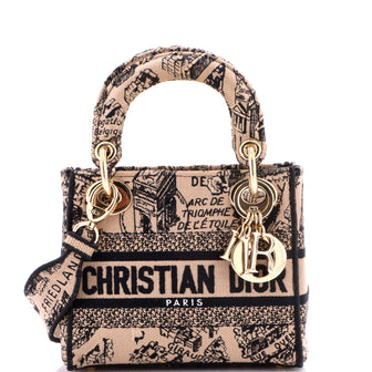 Christian Dior Lady D-Lite Bag Embroidered Canvas Mini