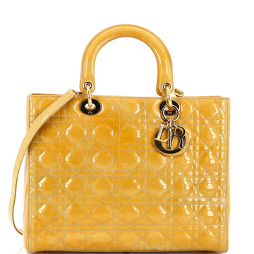 Christian Dior Vintage Lady Dior Bag Cannage Quilt Patent Large
