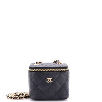Chanel Classic Vanity Case with Chain Quilted Caviar Mini