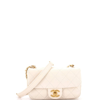 Chanel Crystal Pearls Chain Flap Bag Quilted Calfskin Small