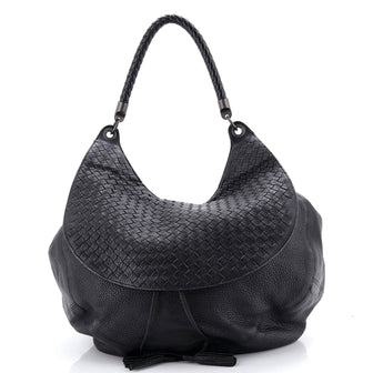Bottega Veneta Tassel Flap Hobo Leather with Intrecciato Detail Large