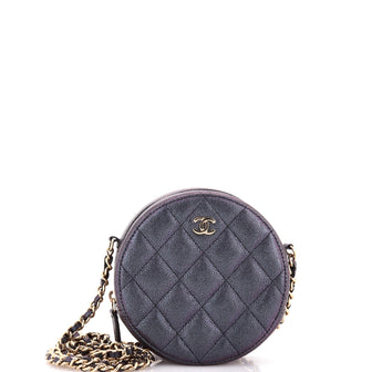 Chanel Round Clutch with Chain Quilted Iridescent Caviar Mini