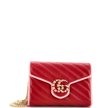 Gucci GG Marmont Chain Wallet Diagonal Quilted Leather Mini