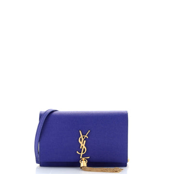 Saint Laurent Classic Monogram Tassel Crossbody Bag Grainy Leather Small