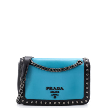 Prada Chain Flap Bag Studded Glace Calf Small