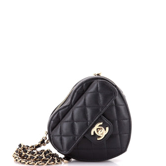 Chanel CC in Love Heart Clutch with Chain Quilted Lambskin