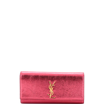 Saint Laurent Classic Monogram Clutch Metallic Calfskin Long