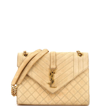 Saint Laurent Classic Monogram Envelope Satchel Quilted Suede Small