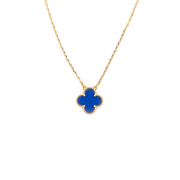 Van Cleef & Arpels Vintage Alhambra Pendant Necklace 18K Yellow Gold and Agate