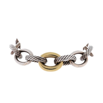 David Yurman Oval Link Bracelet Sterling Silver with 18K Yellow Gold XL
