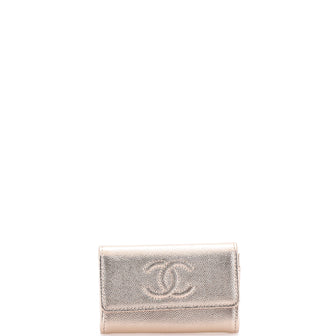 Chanel Timeless CC Flap Card Holder Metallic Caviar
