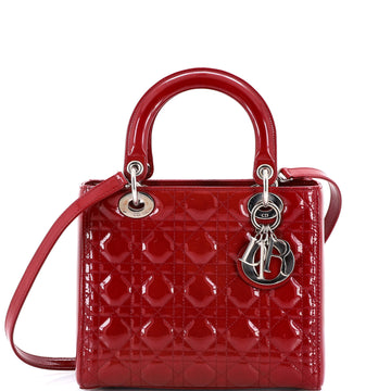 Christian Dior Lady Dior Bag Cannage Quilt Patent Medium