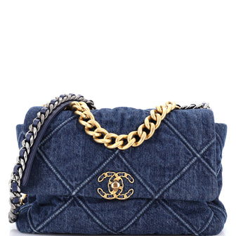 Chanel 19 Flap Bag Quilted Denim Large