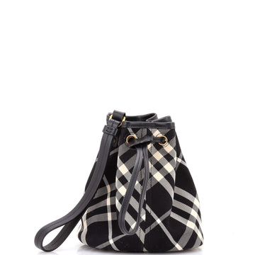 Burberry Wristlet Bucket Bag Check Canvas Mini