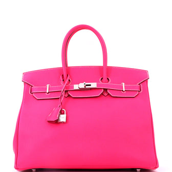 Hermes Birkin Handbag Pink Epsom with Palladium Hardware 35