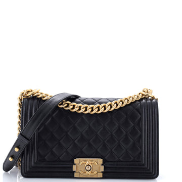 Chanel Boy Flap Bag Quilted Calfskin Old Medium