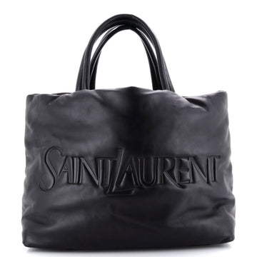 Saint Laurent Debossed Logo Tote Padded Leather
