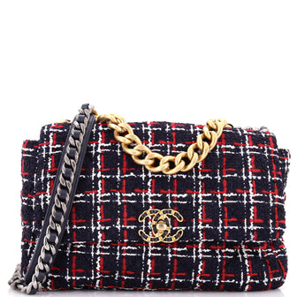 Chanel 19 Flap Bag Quilted Tweed Large