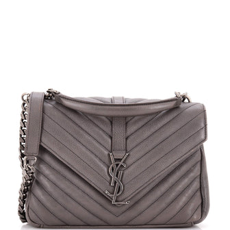Saint Laurent Classic Monogram College Bag Matelasse Chevron Leather Medium