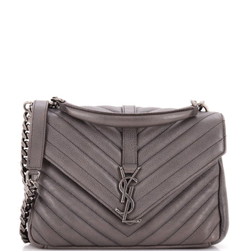 Saint Laurent Classic Monogram College Bag Matelasse Chevron Leather Medium