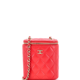 Chanel Vertical Classic Vanity Case with Chain Quilted Caviar Mini