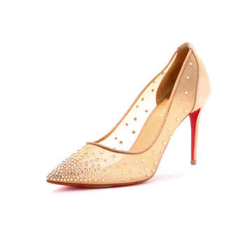 Christian Louboutin Women's Follies Strass Pumps Crystal Embellished Mesh 85